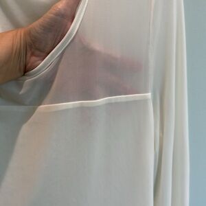 Off white sheer sleeves and top panel blouse size XL